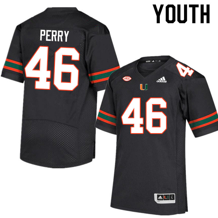 Youth #46 Devon Perry Miami Hurricanes College Football Jerseys Sale-Black - Click Image to Close
